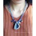 Sundysh Handmade frisada Crochet Quartz Crystal Necklace Pingente